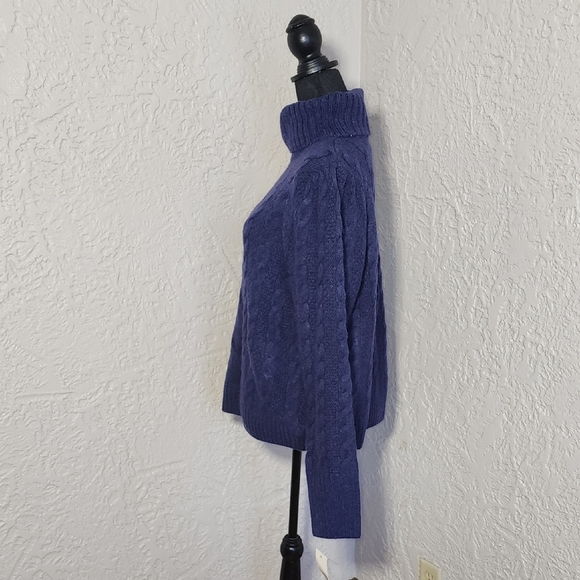 Ophelia Roe Women's Purple Cowl Neck Cable Knit Pullover Sweater - Picture 3 of 5